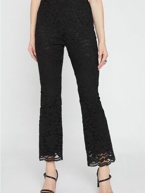 Sans Souci Black Lace Boot-Cut Cropped Pants